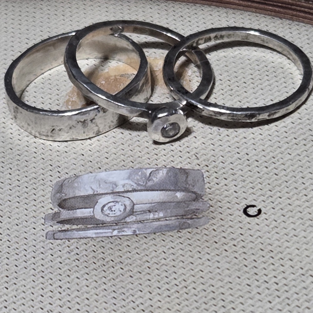 Silpada Sterling Silver & Zirconia Stacking Rings - Picture 9 of 15